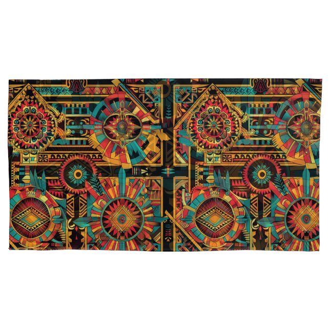 Housse D'oreillers Cyan doux "Aztec Dream" King Size Pillowcase (devant)