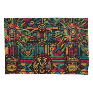Housse D'oreillers Cyan doux "Eclipsed Suns and Pyramids" Cotton Pill