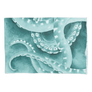 Housse D'oreillers Cyan Green tentacules monochrome