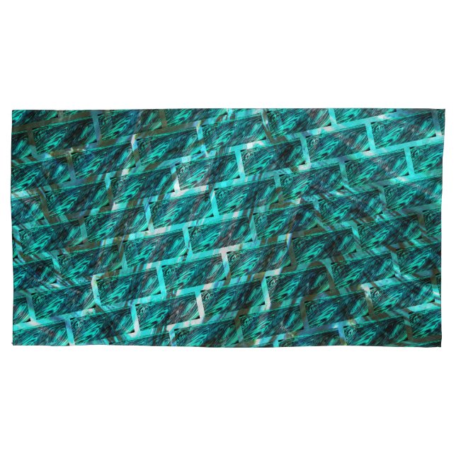 Housse D'oreillers Cyan taché, brouté, râpé ou autre brique (devant-gauche)