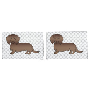 Housse D'oreillers Dachshund à longs poils au chocolat Chien de dessi