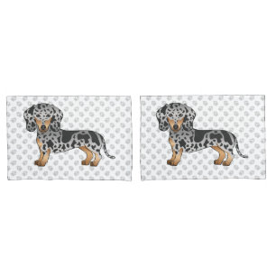 Housse D'oreillers Dachshund à poil court bringé noir et feu & pattes