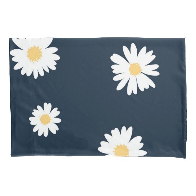 Housse D'oreillers Daisy On Blue Motif (devant-gauche)
