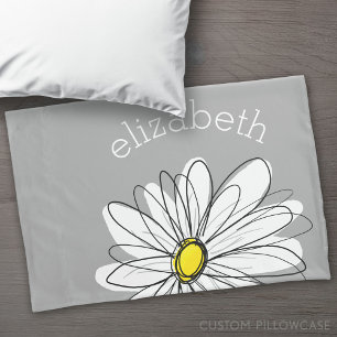 Housse D'oreillers Daisy tendance avec gris et jaune