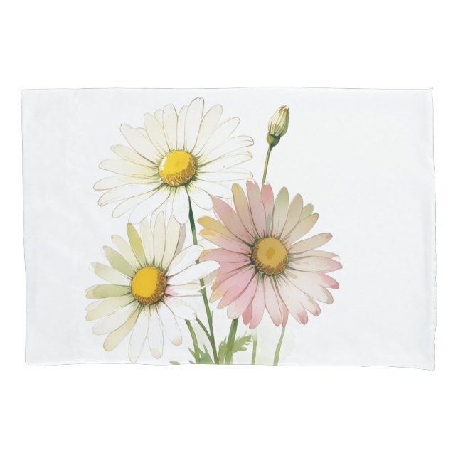 Housse D'oreillers Daisy Watercolor Flower Moderne Professionnel (devant)