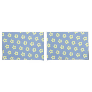 Housse D'oreillers Danois Pastel Bleu Jaune Cute Daisy Motif