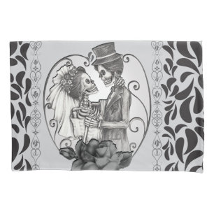 Housse D'oreillers Danse de mariage d'un couple amoureux squelettique