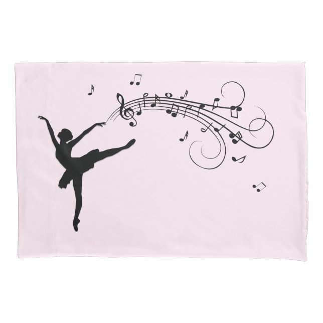 Housse D'oreillers Danse Extraordinaire Ballerina avec musique rose (devant)