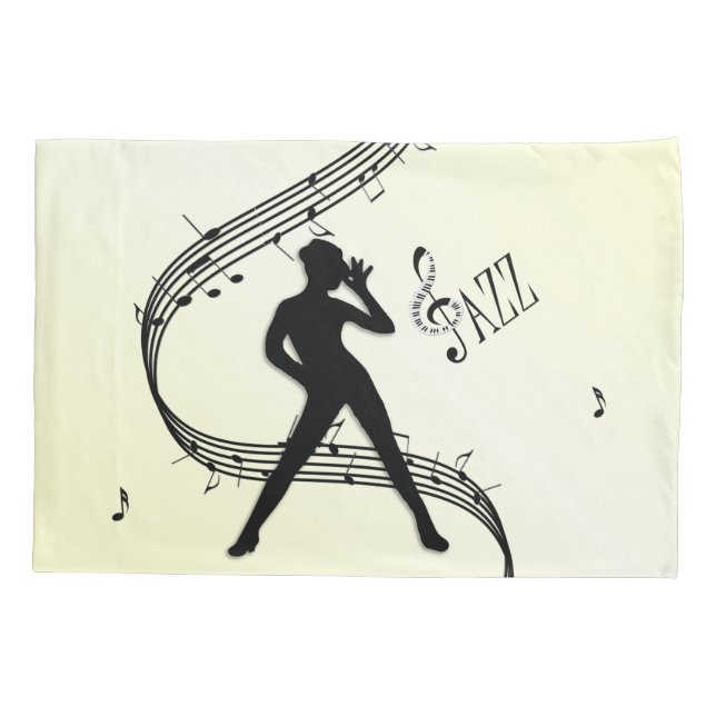 Housse D'oreillers Danse Jazz Musique Jaune  (Dos)