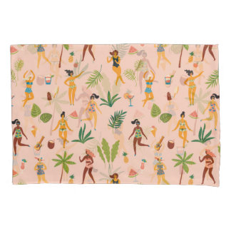 Housse D'oreillers Danseuses, motif feuille de palmier.