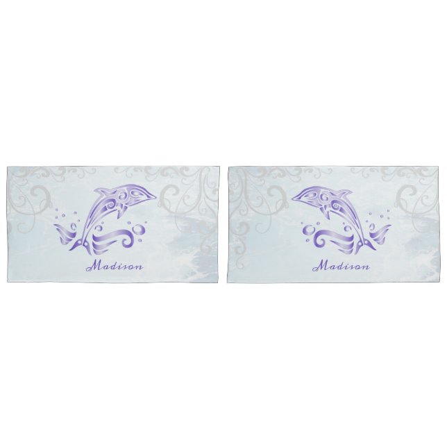Housse D'oreillers Dauphin violet Coque Coussin personnalisé (devant-Set)