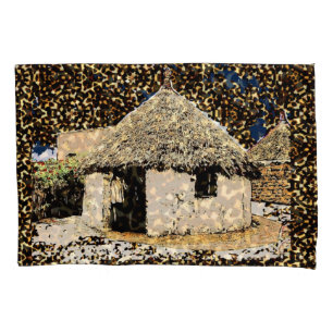 Housse D'oreillers Décor ethnique maison africaine