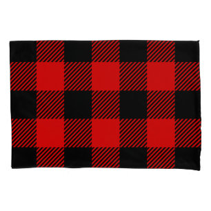 Housse D'oreillers Décor rouge et noir de contrôle de Buffalo de
