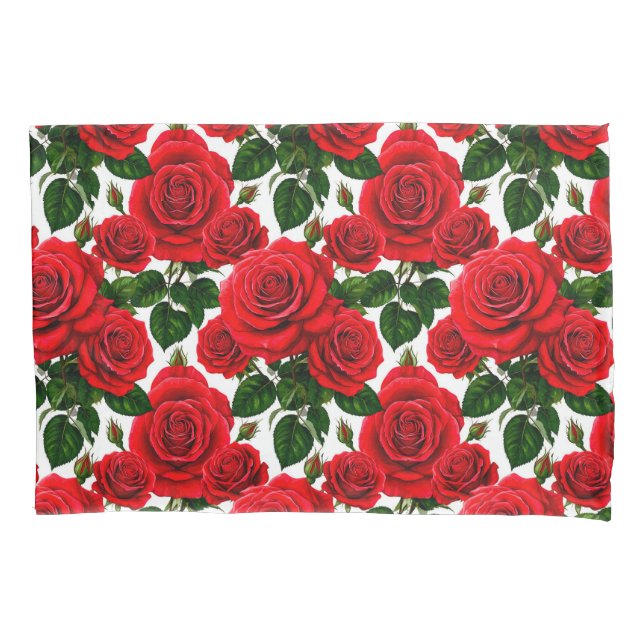 Housse D'oreillers 🌹 Décoration florale de rose luxuriante Style de  (devant)