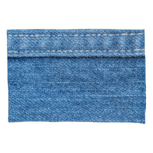 Housse D'oreillers Dénim Bleu : Jeans Classique Texture.