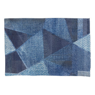 Housse D'oreillers Denim Urban : Patchwork à rayures détendues.