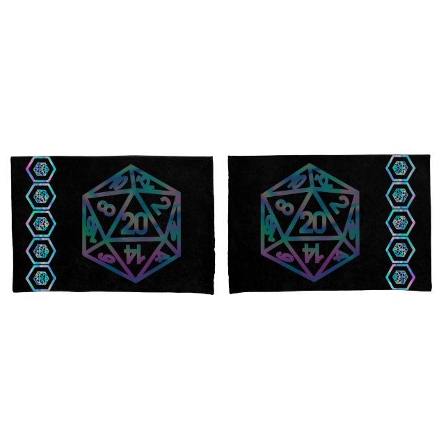 Housse D'oreillers Dés RPG | Holo Imaginaire Retro Tabletop PnP Gamer (devant-Set)