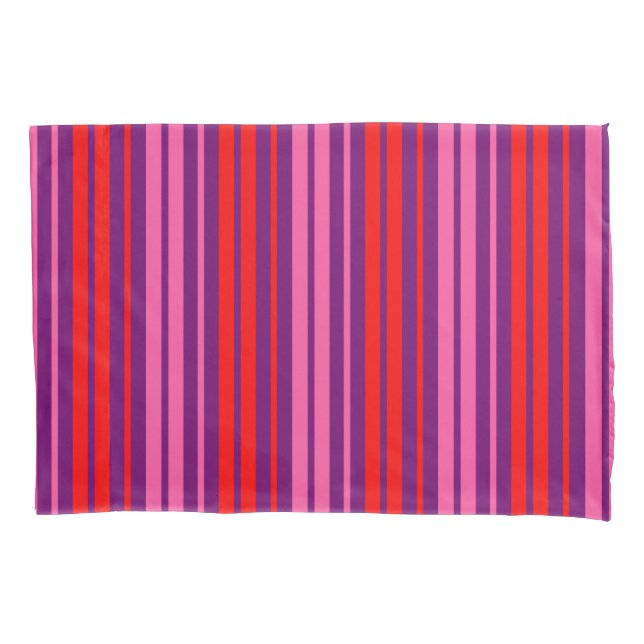 Housse D'oreillers Design à rayures verticales rose rouge violet   (devant)