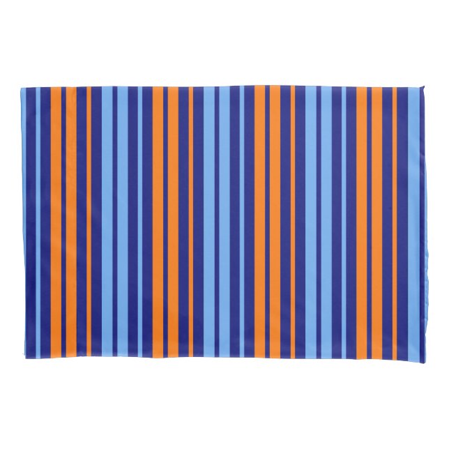 Housse D'oreillers Design Bandes Verticales Cyan Orange Marine   (devant)