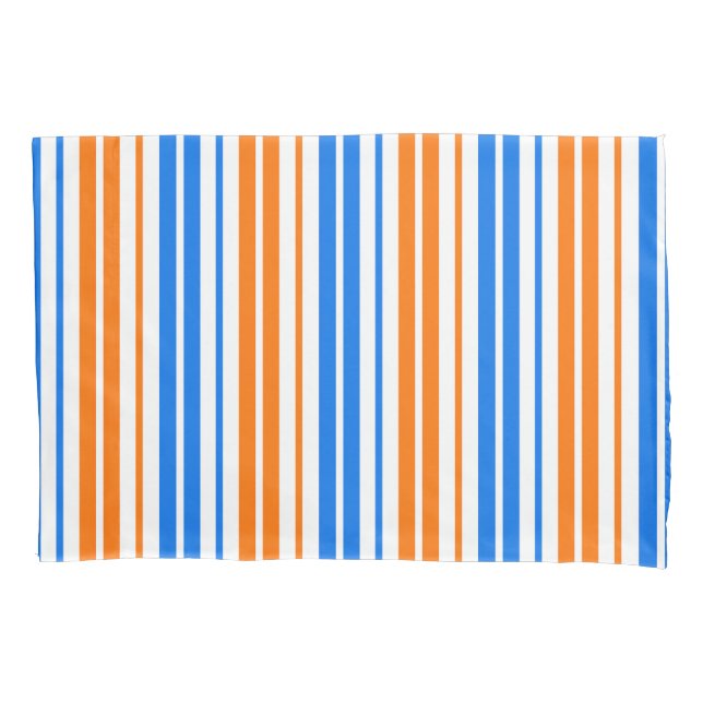 Housse D'oreillers Design bandes verticales orange bleu blanc   (devant)