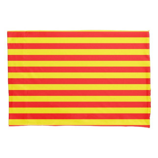 Housse D'oreillers Design de bandes rouge et jaune (devant)