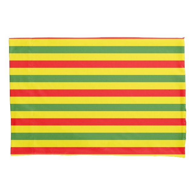 Housse D'oreillers Design de rayures rouges jaunes vertes (devant)