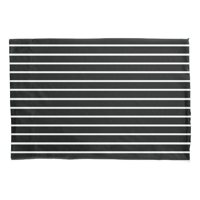 Housse D'oreillers Design en bandes noir et blanc (devant)