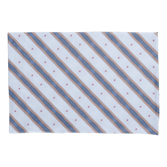 Housse D'oreillers Design en rayures bleu et blanc (devant)