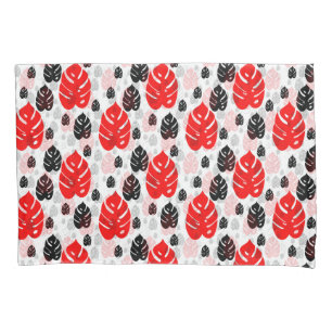 Housse D'oreillers Design Motif d'illustration de feuille noire rouge