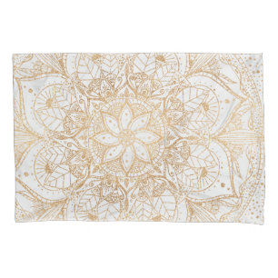 Housse D'oreillers Design tendance or floral Mandala Marble