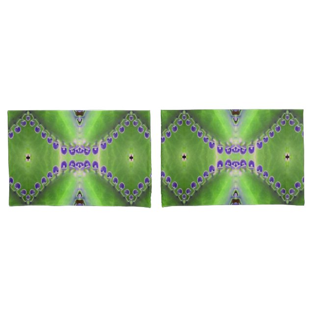 Housse D'oreillers Design vert et violet (devant-Set)