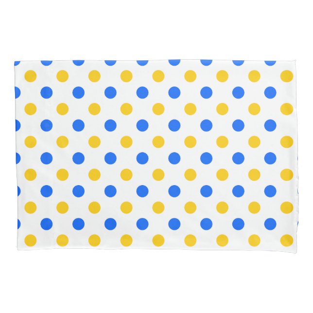 Housse D'oreillers Dessin à points blancs bleus jaunes  (devant)