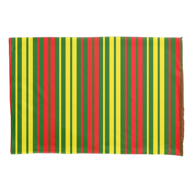 Housse D'oreillers Dessin à rayures verticales vert jaune rouge   (devant)