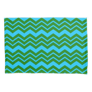 Housse D'oreillers Dessin chevron zigzag bleu vert
