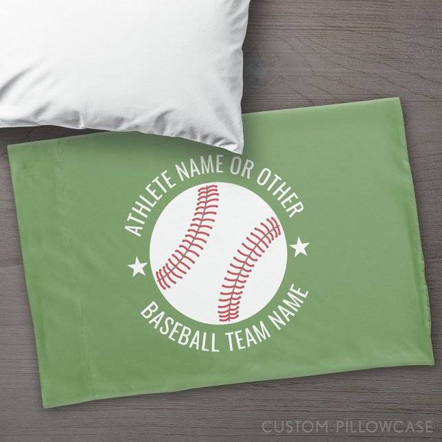 Housse D'oreillers Dessin de baseball avec l'équipe et le nom de l'at (Custom Pillowcase)