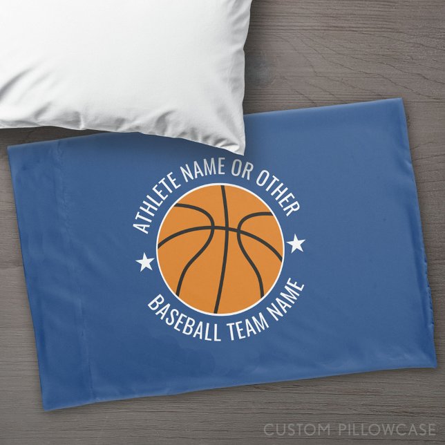 Housse D'oreillers Dessin de basket-ball - Équipe et Athlète Nom mode (Custom Pillowcase)