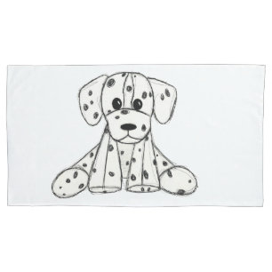 Housse D'oreillers Dessin simple de contour de chien en peluche dalma