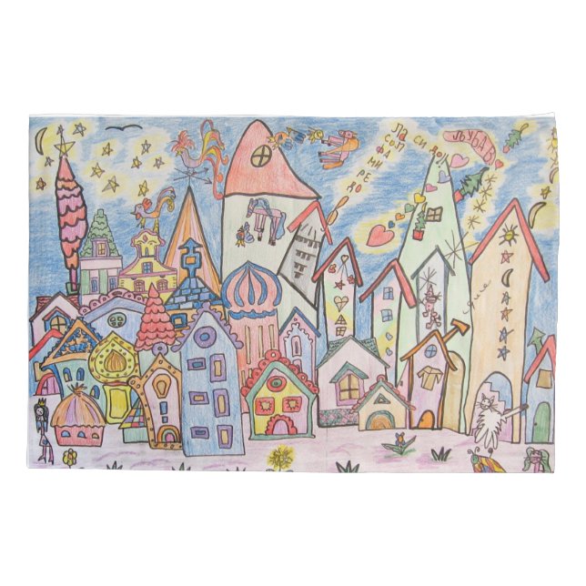 Housse D'oreillers dessin urbain pour enfants (Dos)