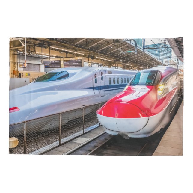 Housse D'oreillers Deux Shinkansen à la gare de Tokyo (Dos)