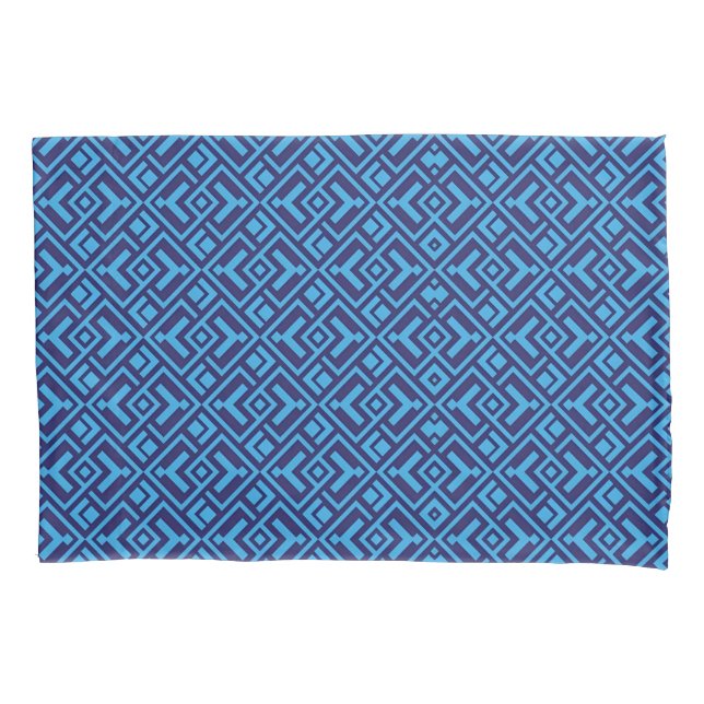 Housse D'oreillers Diamants entrelacés : motif géométrique bleu foncé (devant-gauche)