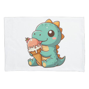 Housse D'oreillers Dino mignonne de glace mangeur