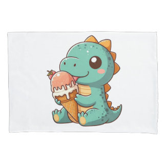 Housse D'oreillers Dino mignonne de glace mangeur