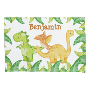 Housse D'oreillers Dinosaure aquarelle nom personnalisé