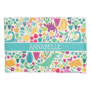 Housse D'oreillers Dinosaure Floral Folk Silhouettes Belles Filles