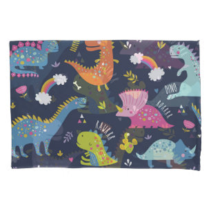 Housse D'oreillers Dinosaures pour enfants : Motif Vintage coloré