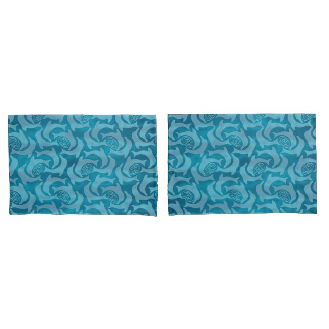Housse D'oreillers Dolphins et Ripples Cavités bleu turquoise (devant-Set)