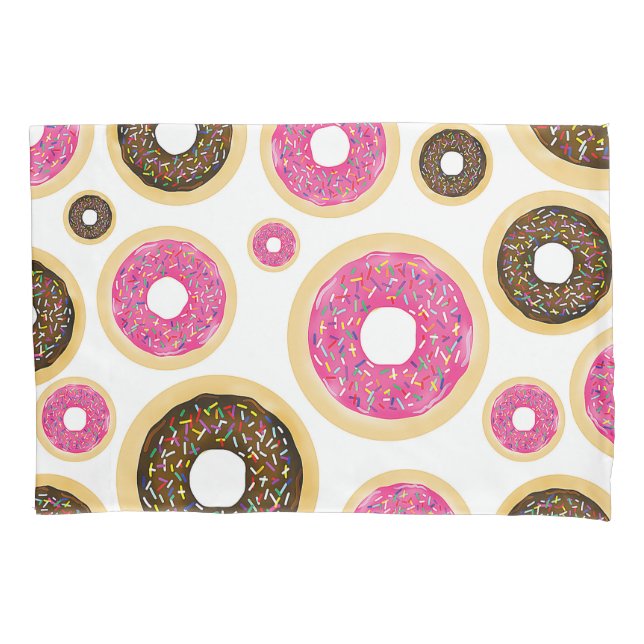 Housse D'oreillers Donuts saupoudrés rose et marron - Amusement moder (devant)