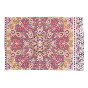 Housse D'oreillers Doodle coloré ornemental : Motif de dentelle symét