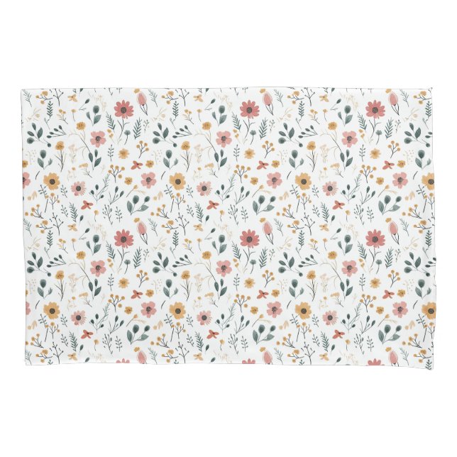 Housse D'oreillers Doodle de fleur sauvage (devant)