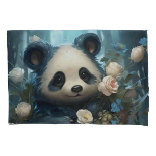 Housse D'oreillers Doux Ours De Panda Chez Les Roses De La Jungle